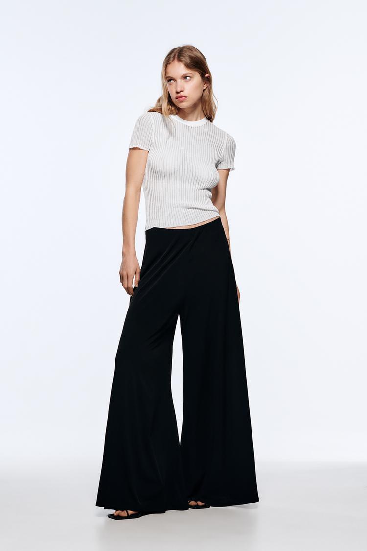 FLOWING WIDE LEG TROUSERS Black ZARA Spain